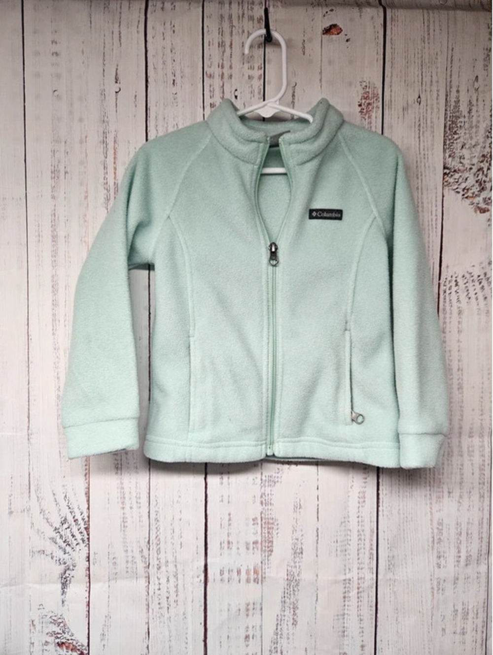 Columbia Girls 4T Mint Green Fleece Jacket Full Zip Outdoor Soft Cozy Toddler